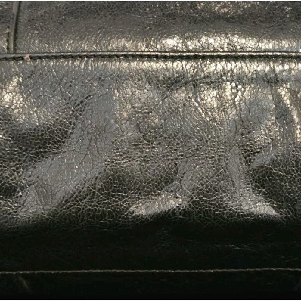 Tory Burch Shiny Black Crinkled Leather Vertical Tote Bag 14x13x4 - Picture 16 of 16